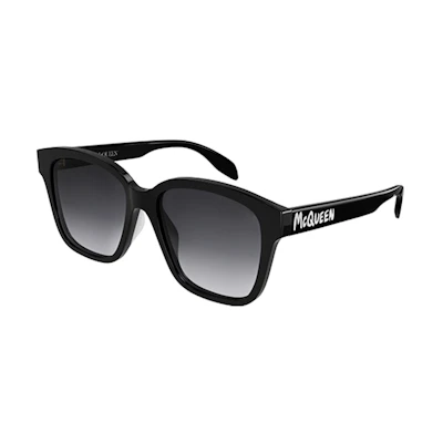 Alexander McQueen Black Frame Gray Lens Sunglasses with Side Logo Unisex Fashion. AM0331SK-001 56