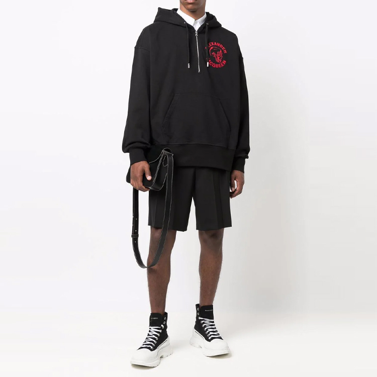 Alexander McQueen Black Half-Zip Hoodie with Skull Print. 662023-QRZ2A-0901 圖 3