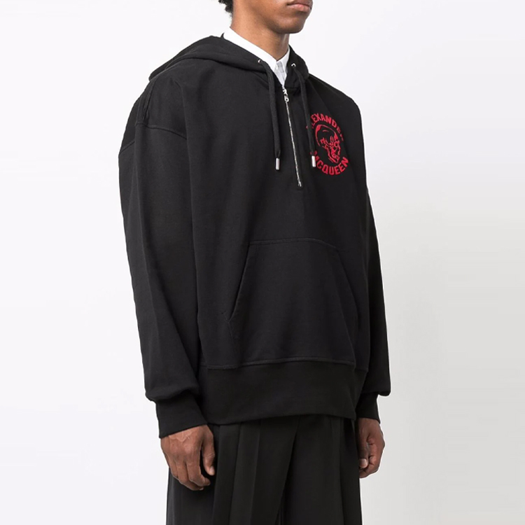 Alexander McQueen Black Half-Zip Hoodie with Skull Print. 662023-QRZ2A-0901 圖 4
