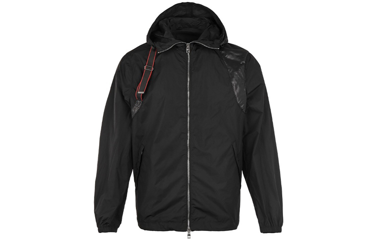 Alexander McQueen Black Hoodie Jacket with Shoulder Strap Detail 662324-QRR21-1000