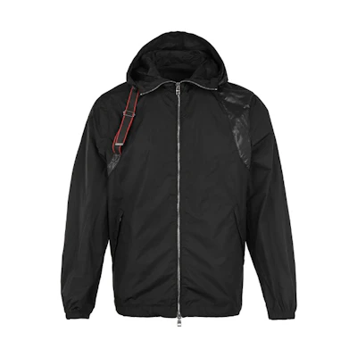 Alexander McQueen Black Hoodie Jacket with Shoulder Strap Detail 662324-QRR21-1000