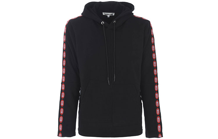 Alexander McQueen Black Hoodie with Side Print Striped Detail 524198-RMT41-1000
