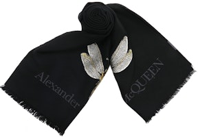 Alexander McQueen Black Jacquard Knit Scarf with Insect Pattern - Unisex 7751694249Q1078 Alexander McQueen Black Jacquard Knit Scarf with Insect Pattern - Unisex 7751694249Q1078