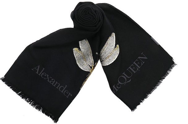 亞歷山大麥昆 黑色昆蟲圖案提花針織圍巾 - 男女通用 7751694249Q1078 Buy 亞歷山大麥昆 黑色昆蟲圖案提花針織圍巾 - 男女通用 7751694249Q1078