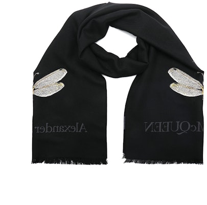 亞歷山大麥昆 黑色昆蟲圖案提花針織圍巾 - 男女通用 7751694249Q1078 Shop 亞歷山大麥昆 黑色昆蟲圖案提花針織圍巾 - 男女通用 7751694249Q1078