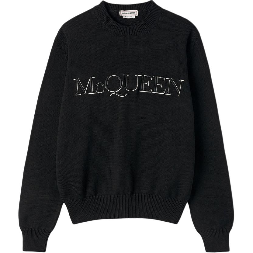 Alexander McQueen Black Letter Embroidery Crewneck Sweater 651184-Q1XAY-1011
