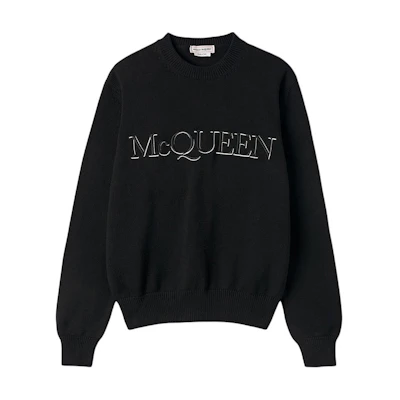 Alexander McQueen Black Letter Embroidery Crewneck Sweater 651184-Q1XAY-1011