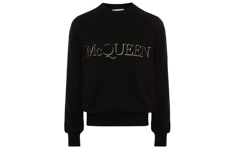 Order 알렉산더 맥퀸 블랙 레터 자수 크루넥 스웨터 651184-Q1XAY-1011