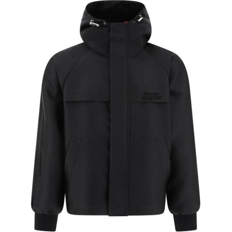 Alexander McQueen Black Letter Logo Loose Fit Zip Hoodie Jacket 794260-QRAA8-1000
