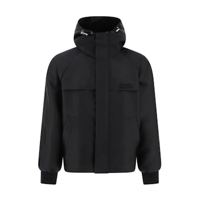 Alexander McQueen Black Letter Logo Loose Fit Zip Hoodie Jacket 794260-QRAA8-1000