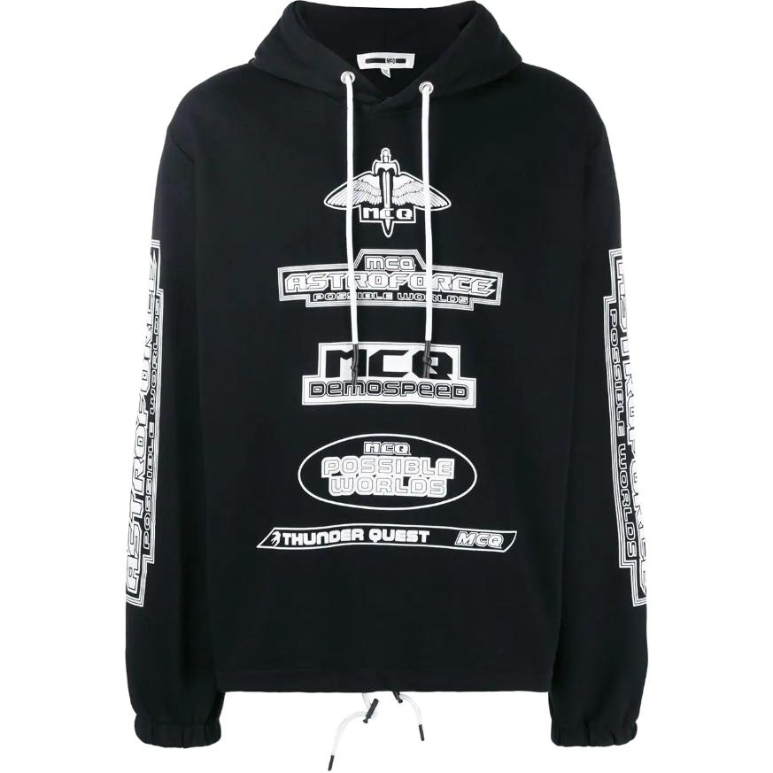 Alexander McQueen Black Letter Print Long-Sleeve Hoodie 535612-RNR07-1000