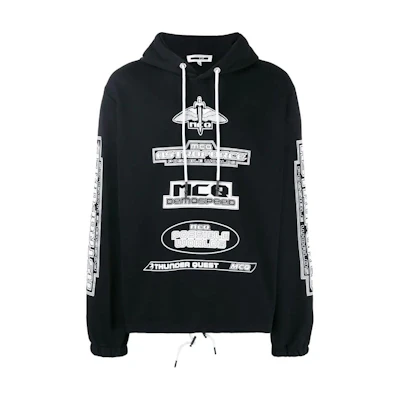 Alexander McQueen Black Letter Print Long-Sleeve Hoodie 535612-RNR07-1000
