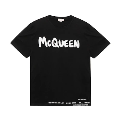 Alexander McQueen Black Letter Print T-Shirt 622104QPZ570901