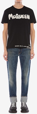 Alexander McQueen Black Letter Print T-Shirt 622104QPZ570901 Shop Alexander McQueen Black Letter Print T-Shirt 622104QPZ570901