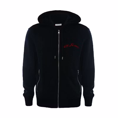 Alexander McQueen Black Logo Hoodie Long Sleeve Sweatshirt 599617QOZ820901