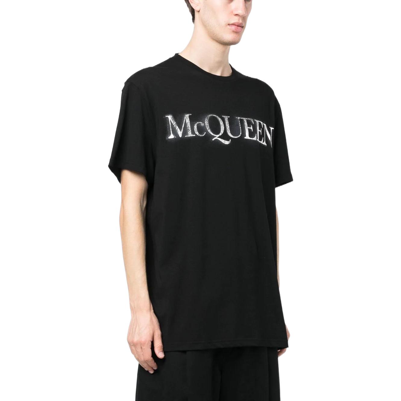 Alexander McQueen Black Logo Printed Crewneck T-Shirt for Men. 727266-QUZ08-0901 圖 5