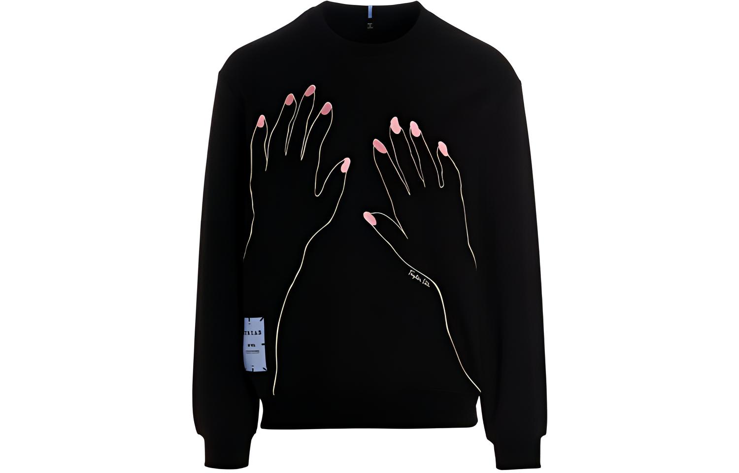 Alexander McQueen Black Long-Sleeve Sweatshirt with Front Print 624832-RST86-1000