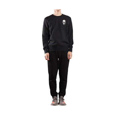 Alexander McQueen Black Printed Crewneck Long-Sleeve Sweatshirt 427743-QHZN5-0901