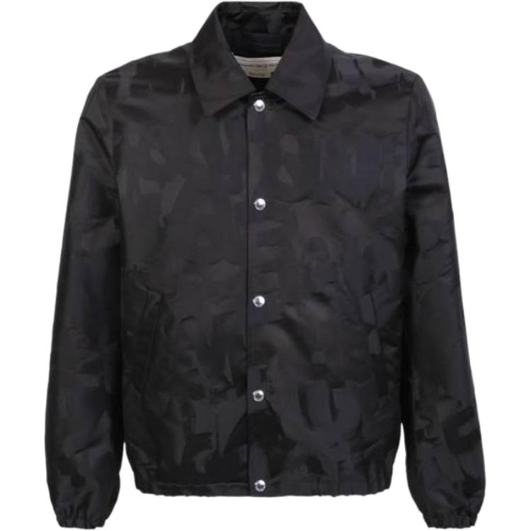 Alexander McQueen Black Printed Long Sleeve Jacket with Turn-Down Collar 726909-QUR22-1011
