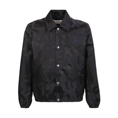 Alexander McQueen Black Printed Long Sleeve Jacket with Turn-Down Collar 726909-QUR22-1011