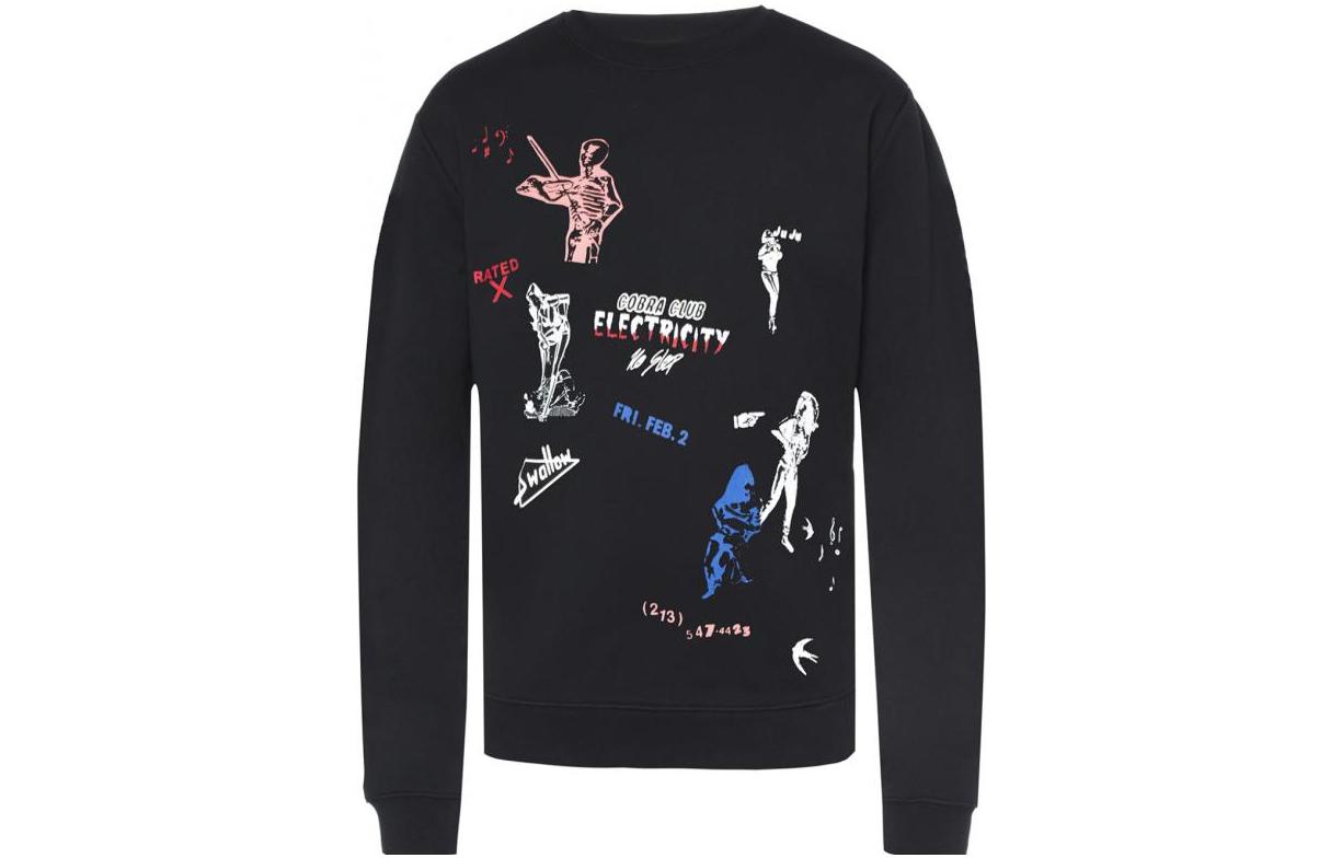 Alexander McQueen Black Pullover Sweatshirt with Logo Print - Fashion 348190-RKR33-1000
