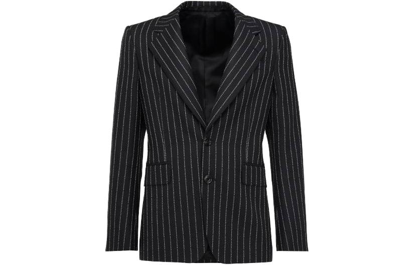 Alexander McQueen Black Single-Breasted Striped Jacket 774669-QUAAR-1090