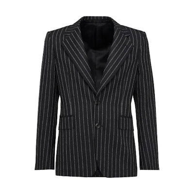 Alexander McQueen Black Single-Breasted Striped Jacket 774669-QUAAR-1090