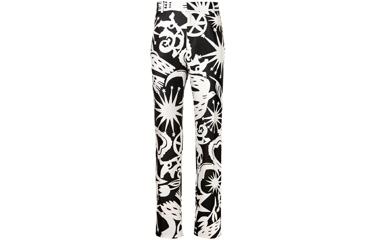 Alexander McQueen Black Slim Fit Casual Pants with Large Print Design 666206-QRW80-BLACK