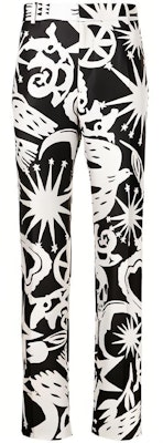 アレキサンダー・マックイーン ブラック スリムフィット 大柄デザイン カジュアルパンツ 666206-QRW80-BLACK Buy アレキサンダー・マックイーン ブラック スリムフィット 大柄デザイン カジュアルパンツ 666206-QRW80-BLACK