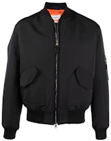 Alexander McQueen Black Solid Baseball Collar Zip-Up Bomber Jacket 667236-QRR45-1017 Alexander McQueen Black Solid Baseball Collar Zip-Up Bomber Jacket 667236-QRR45-1017