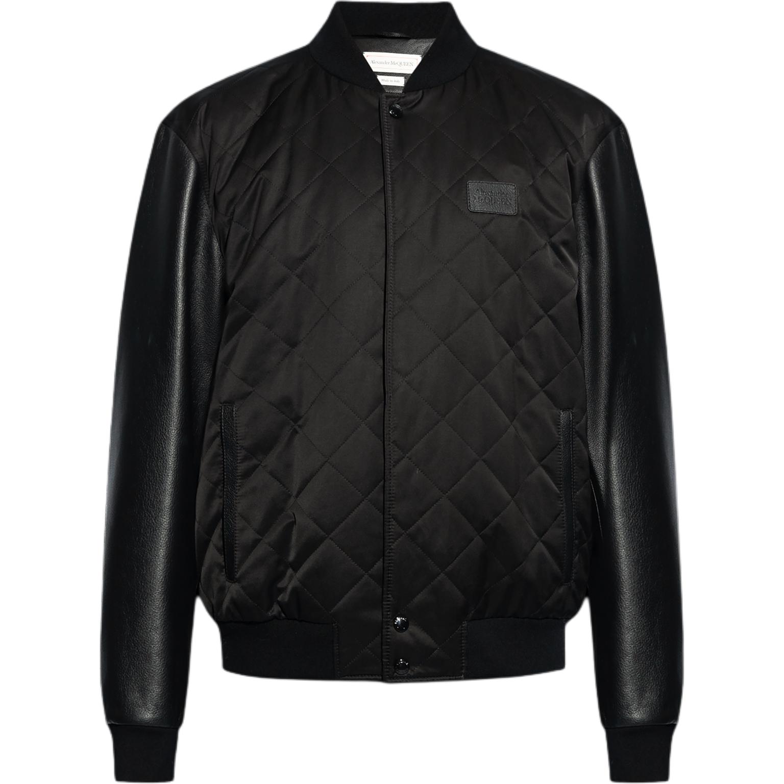 Alexander McQueen Black Solid Color Baseball Collar Jacket 795983-Q5ANN-1018