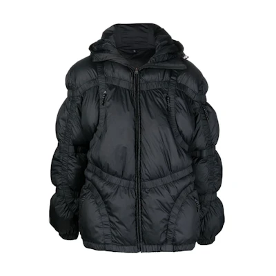 Alexander McQueen Black Solid Color Hooded Zip-Up Cotton Jacket 695888-RTA03-1000