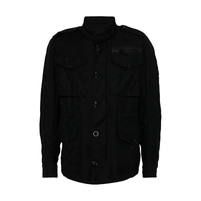 Alexander McQueen Black Solid Color Stand Collar Button-Up Jacket Mens 716865-0QEU02-BLACK