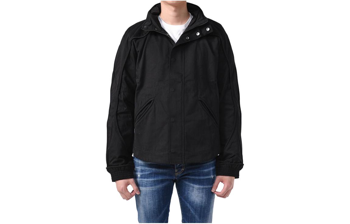 Alexander McQueen Black Solid Color Stand Collar Loose Fit Jacket 695908-RTA15-1000