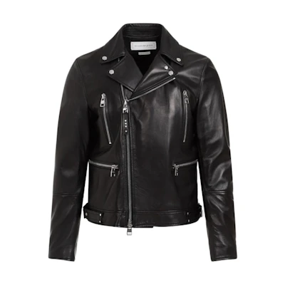 Alexander McQueen Black Solid Color Zip-Up Fitted Long-Sleeve Jacket 626381-Q5AML-1000