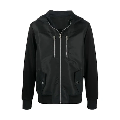 Alexander McQueen Black Solid Color Zip-Up Hooded Jacket 694388-QTX53-1000
