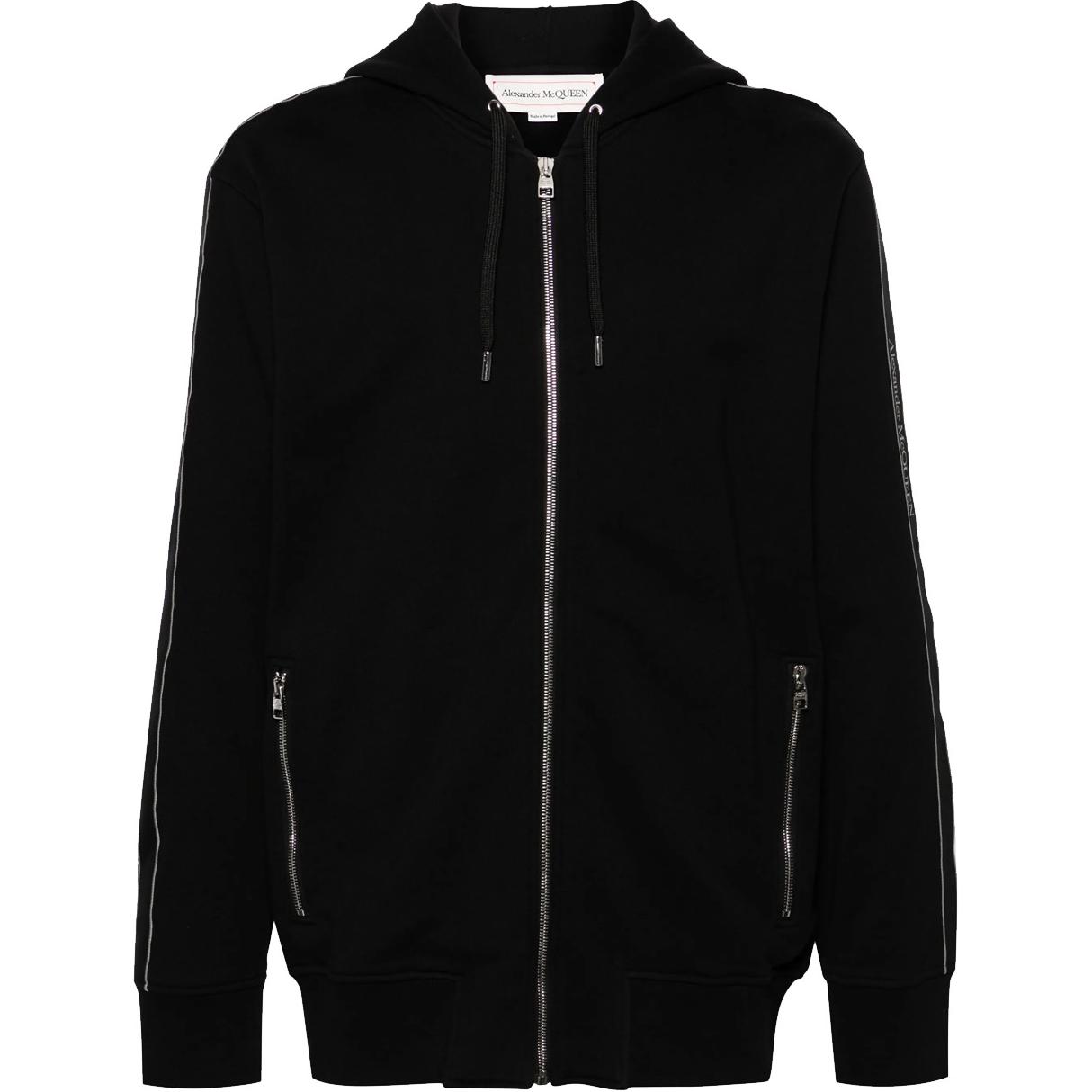 Alexander McQueen Black Solid Color Zip-Up Hoodie Jacket 654794-QXAAP-0548