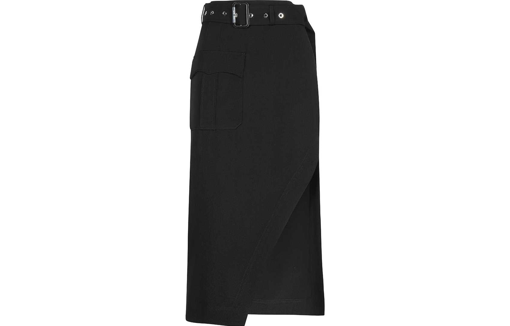 Alexander McQueen Black Solid Lace-Up Midi Skirt 729305-QJACF-1000