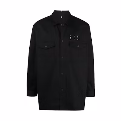 Alexander McQueen Black Solid Stitch Print Collared Shirt Jacket 641531-RQP10-1000