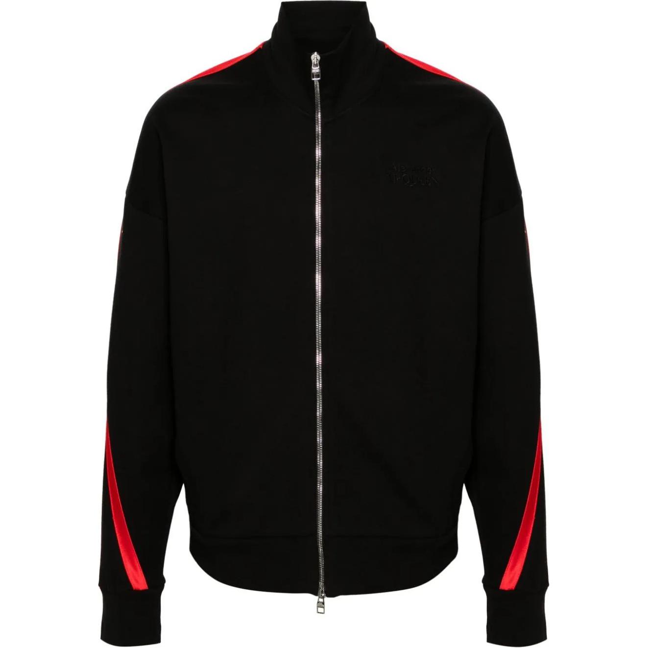 Alexander McQueen Black Striped Long Sleeve Slim Zip Logo Embroidered Jacket 792224-QXAAM-1000