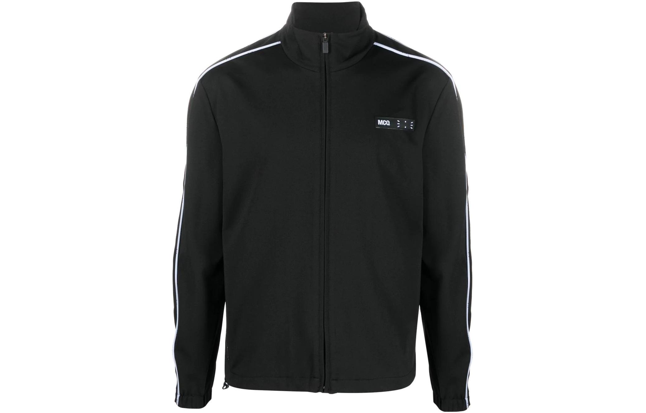 Alexander McQueen Black Striped Stand Collar Casual Long Sleeve Jacket 641389-RTT51-1000