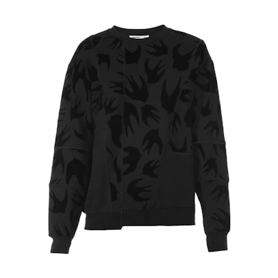 Alexander McQueen Black Swallow Jacquard Fitted Crewneck Sweater 519433-RLJ69-1000