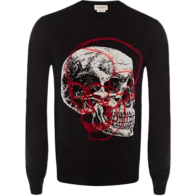 Alexander McQueen Black Wool Crewneck Pullover Sweater 626440Q1WZF1033