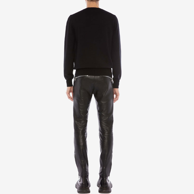 Shop Alexander McQueen Black Wool Crewneck Pullover Sweater 626440Q1WZF1033