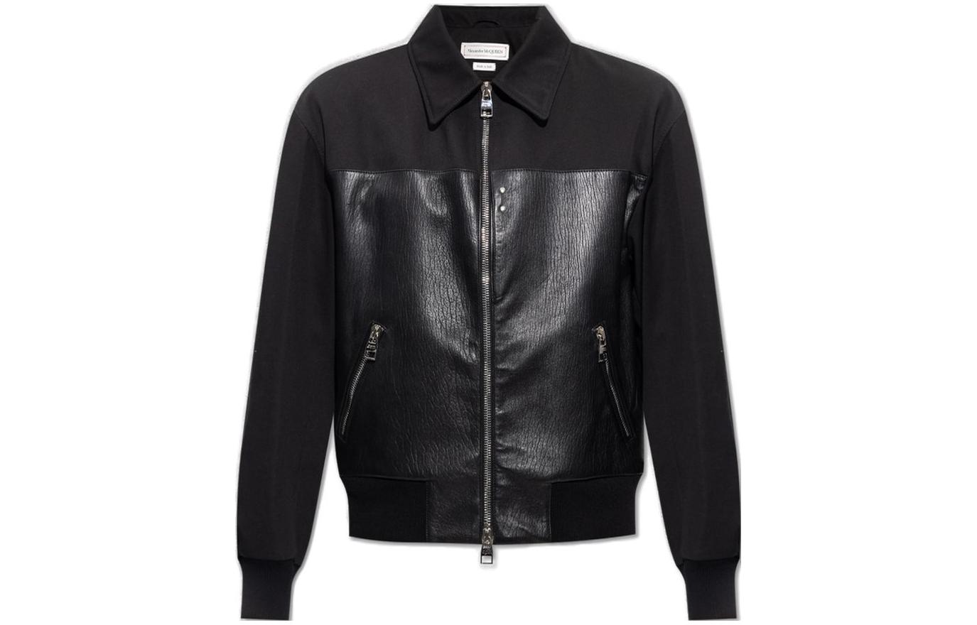 Alexander McQueen Black Zip-Up Jacket with Solid Color Panels 751991Q5HXS1000