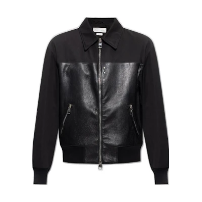 Alexander McQueen Black Zip-Up Jacket with Solid Color Panels 751991Q5HXS1000