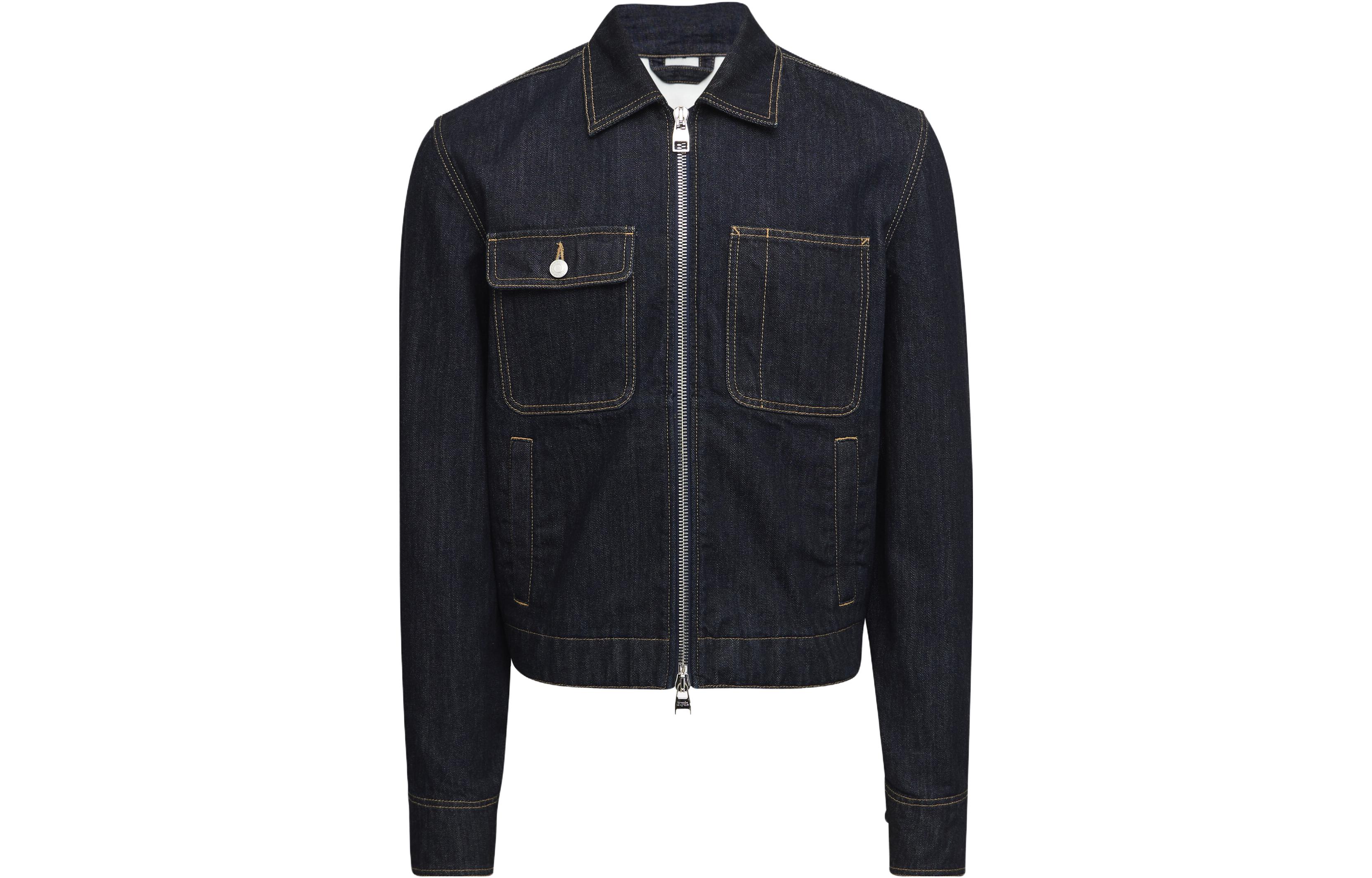Alexander McQueen Blue Zip-Up Collared Jacket 759115-QVY10-4142