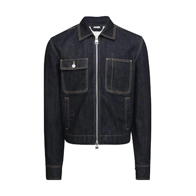 Alexander McQueen Blue Zip-Up Collared Jacket 759115-QVY10-4142