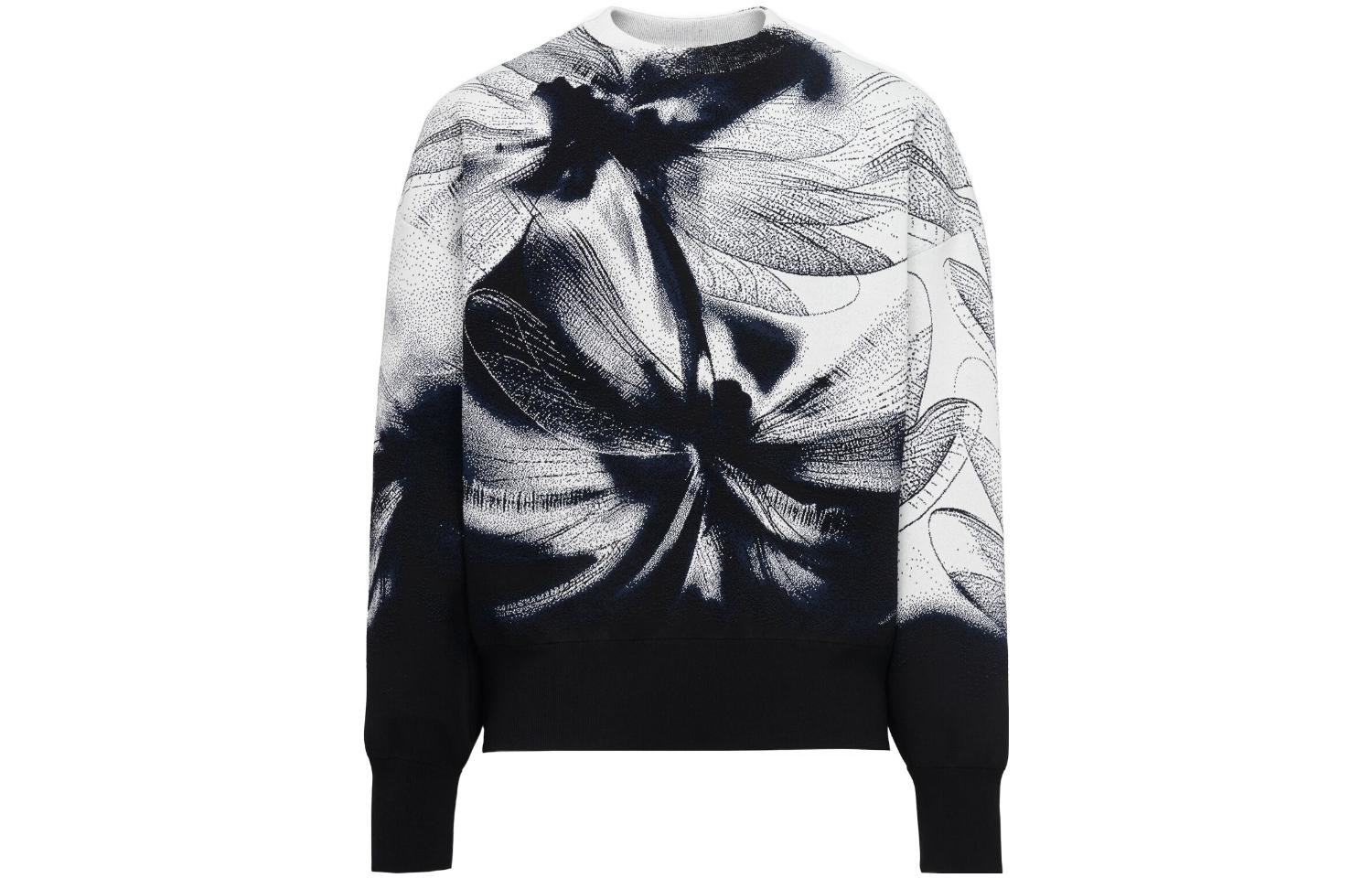 Alexander McQueen Botanical Print White Long-Sleeve Crewneck Sweatshirt 776011-Q1A8A-1219