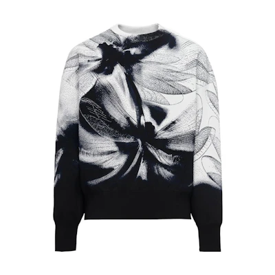 Alexander McQueen Botanical Print White Long-Sleeve Crewneck Sweatshirt 776011-Q1A8A-1219